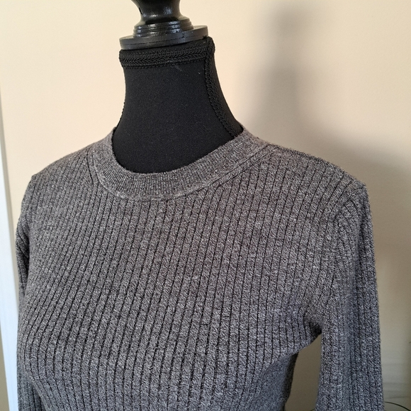 H&M Divided Sweater Women's Large Heathered Grey Ribbed Long Sleeve Top - Picture 7 of 10